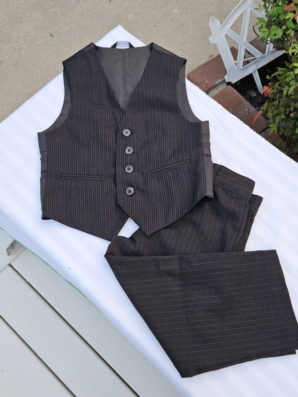 Calvin Klein Black Pinstripe Boys 3T Vest and Trousers